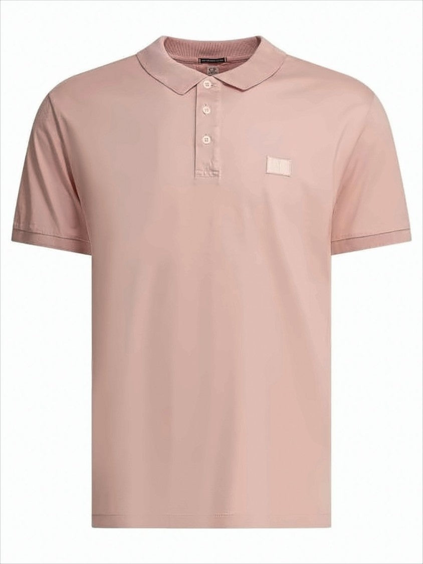 C.P. Company Ribbed-Collar Polo Shirt In Soft Pink