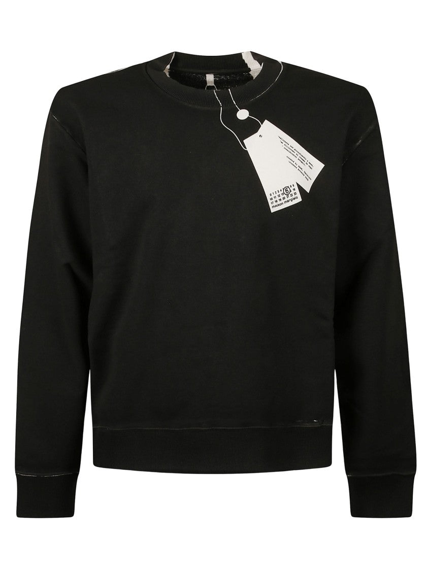 Mm6 By Maison Margiela Cotton Sweatshirt With Contrasting Neckline Detail