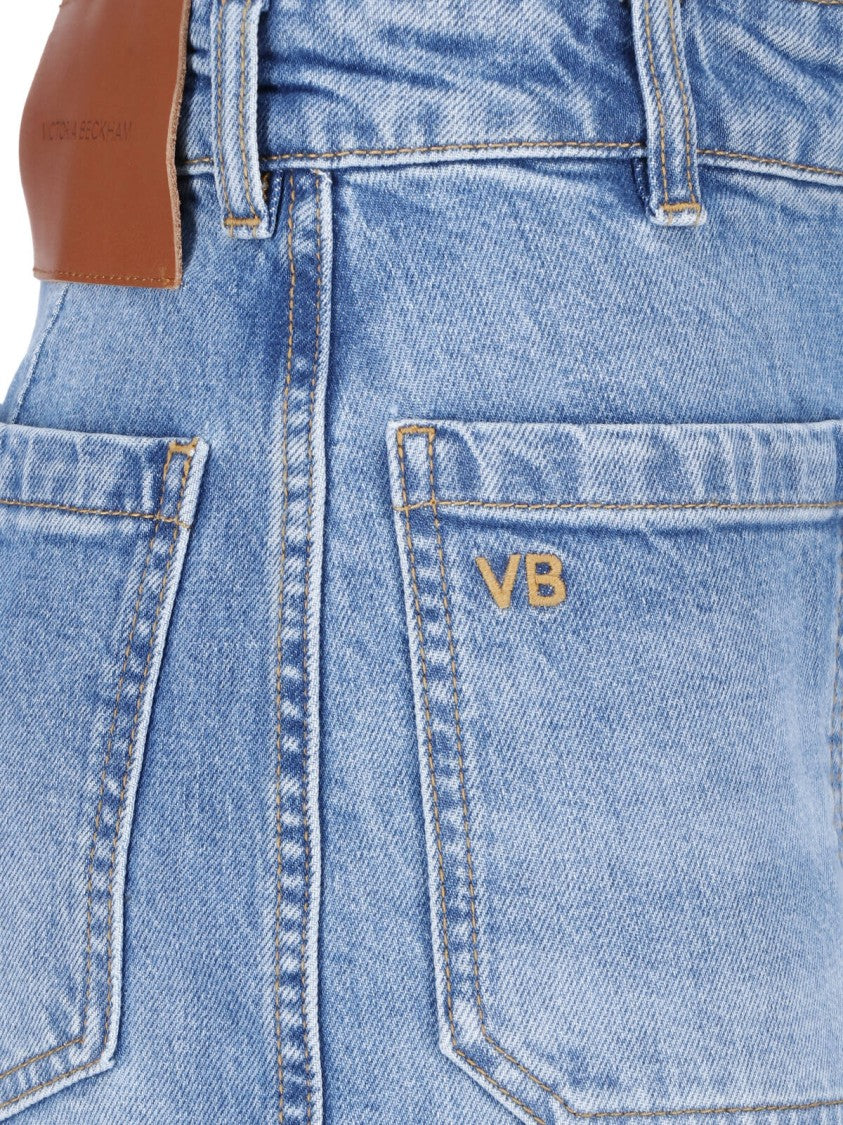 Victoria Beckham Wide-Leg High-Waisted Jeans With Logo Detail