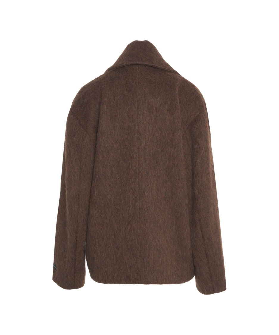 Herskind Double-Breasted Brown Jacket With Wide Collar And Structured Silhouette