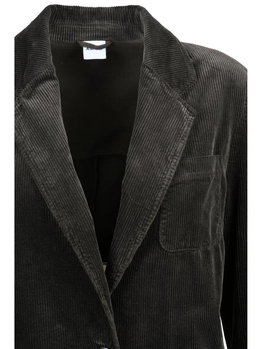 Aspesi Soft Corduroy Jacket With Single-Button Closure And Three Patch Pockets