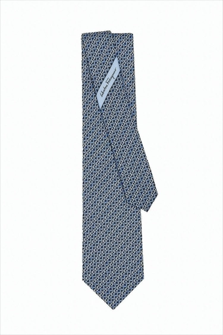 Salvatore Ferragamo Geometric Silk Tie In Blue