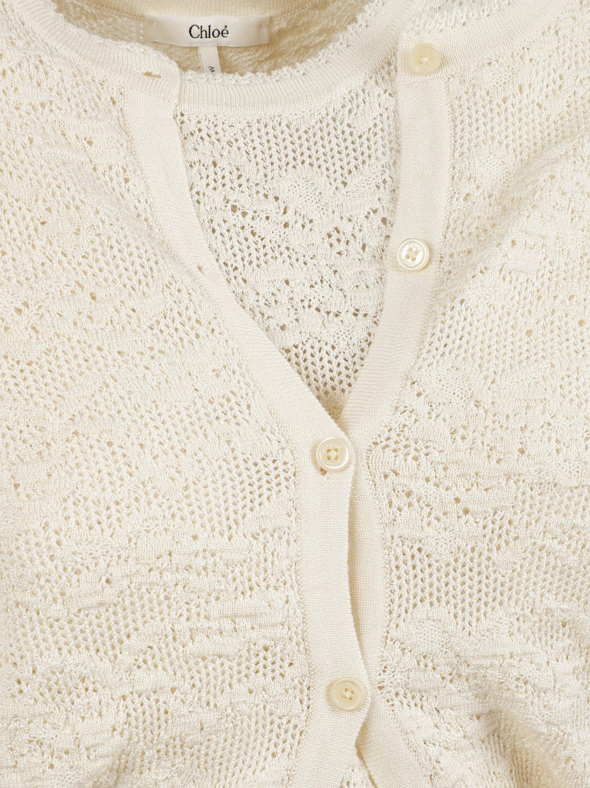 Chloé Lace-Effect Knit Twin Set Featuring Cardigan