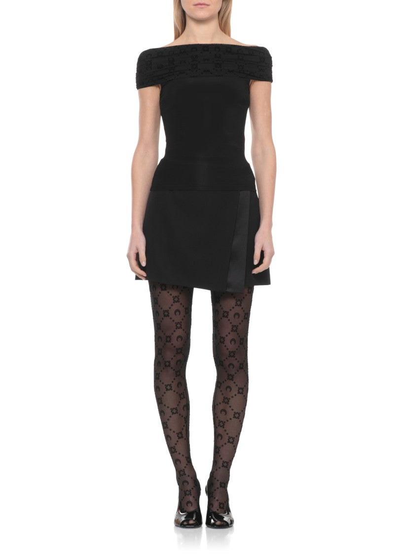 Marine Serre Black Moon Curled Detail Viscose Top