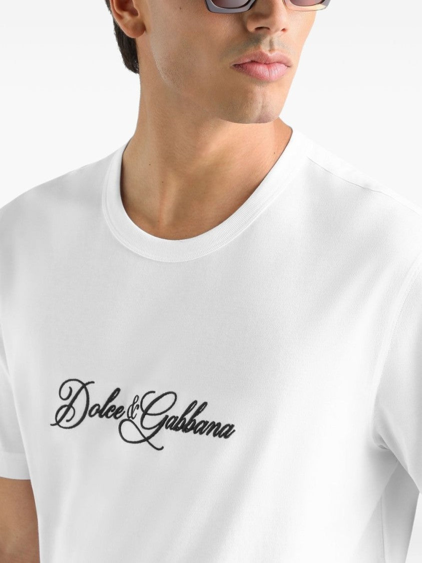 Dolce & Gabbana White Classic Fit Cotton Ribbed T-Shirt