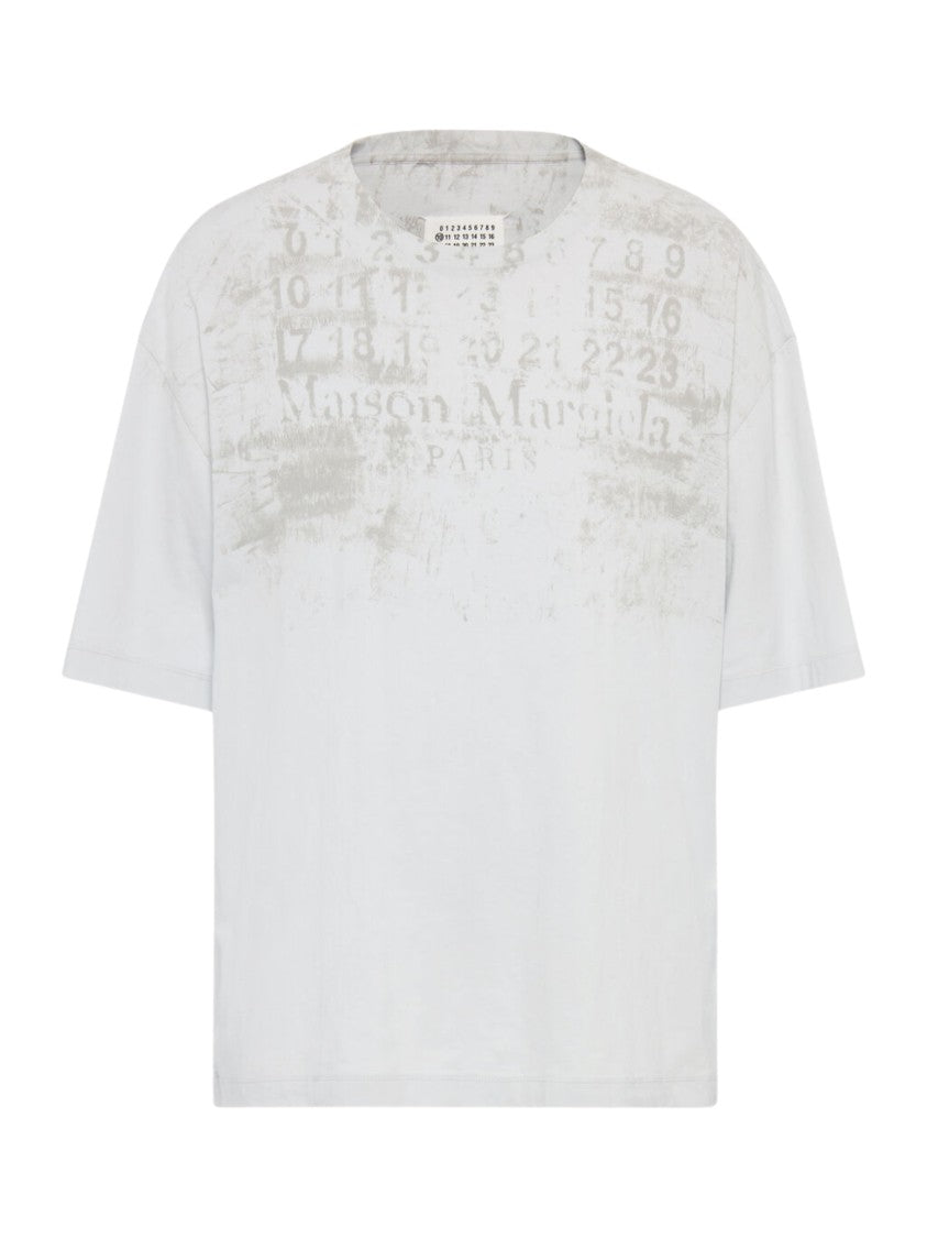 Maison Margiela White Distressed Print Vintage Cotton T-Shirt
