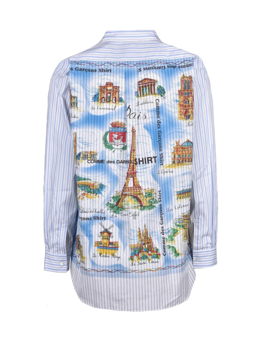 Comme Des Garçons Sky Blue Cotton Striped Shirt