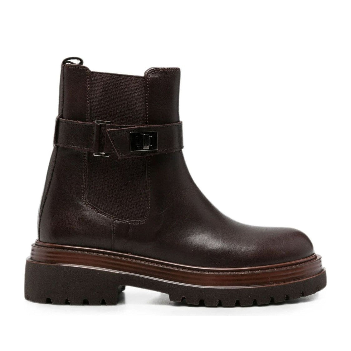 Sergio Moretti Brown Leather Buckle Detail Boots