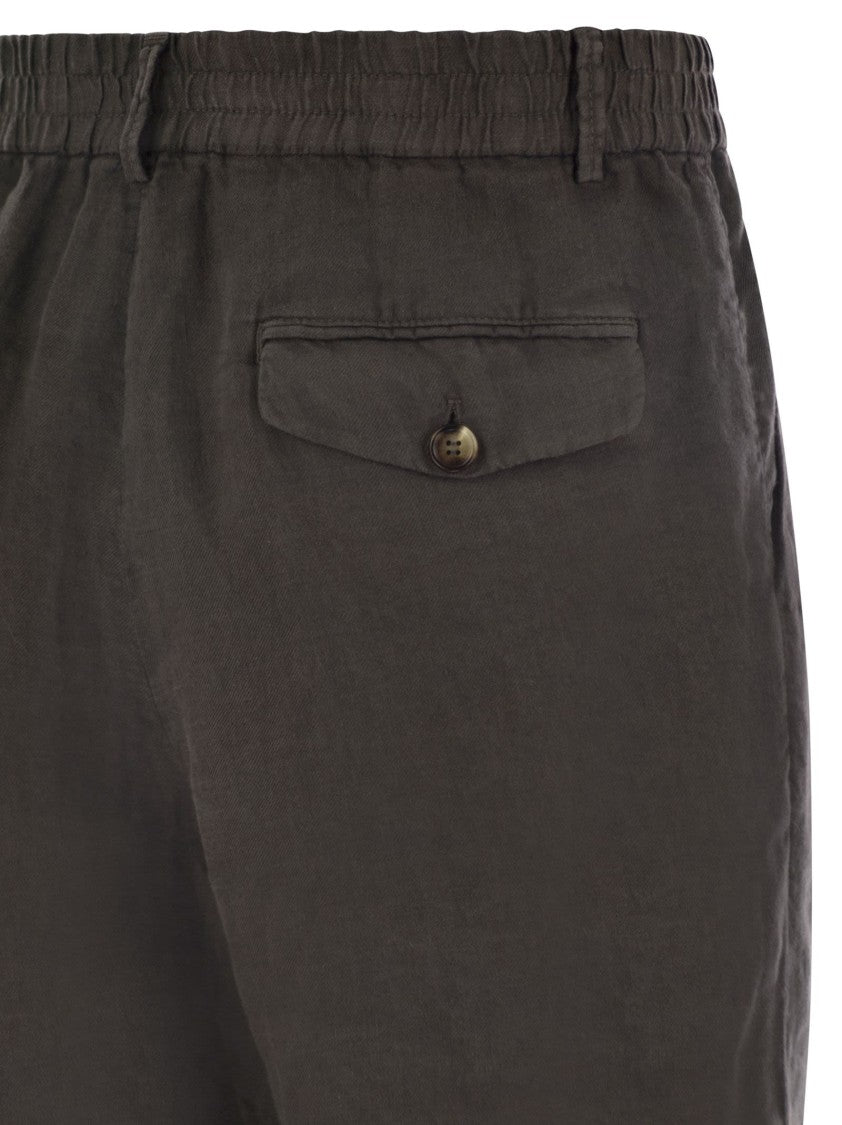 Brunello Cucinelli Bermuda Shorts In Light Délavé Linen Canvas