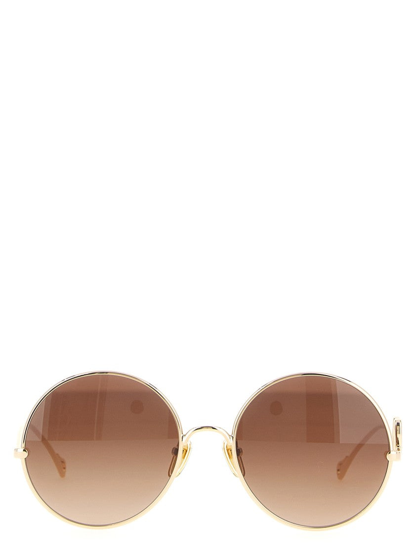 Chloé Oval Gold Sunglasses With Thin Metal Frame