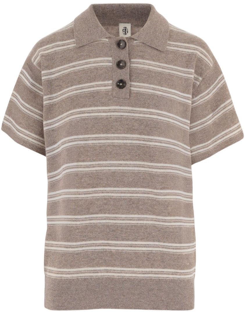 The Garment Beige Striped Wool-Cashmere Polo Shirt