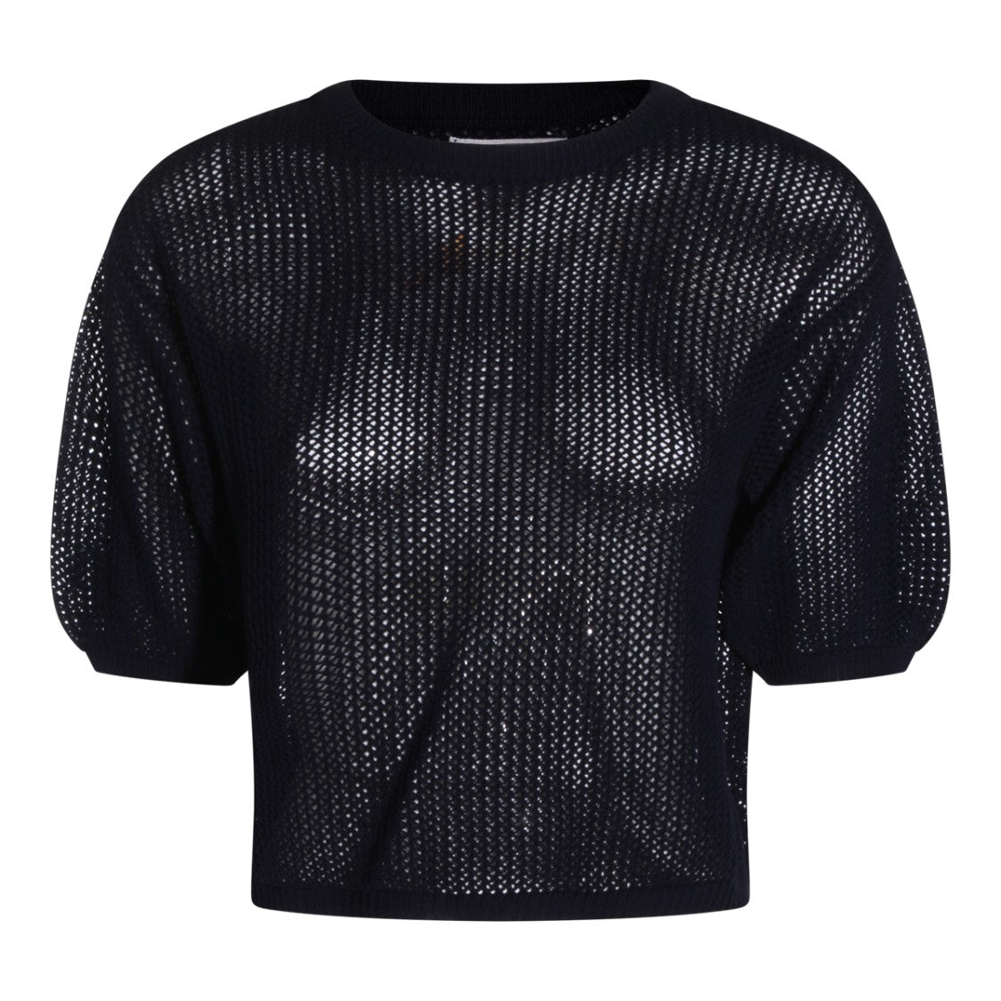 Antonelli Firenze Short-Sleeved Cropped Sweater With Puff Sleeves