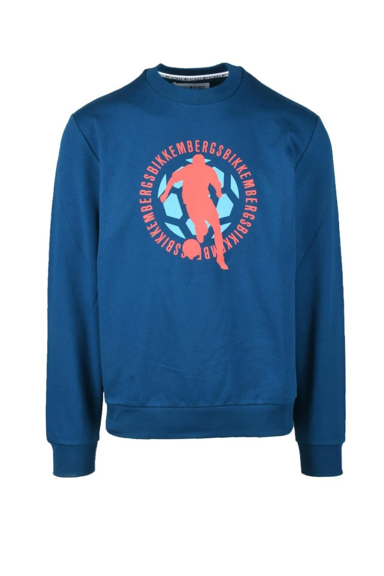 Bikkembergs Blue Graphic Stretch Sweatshirt