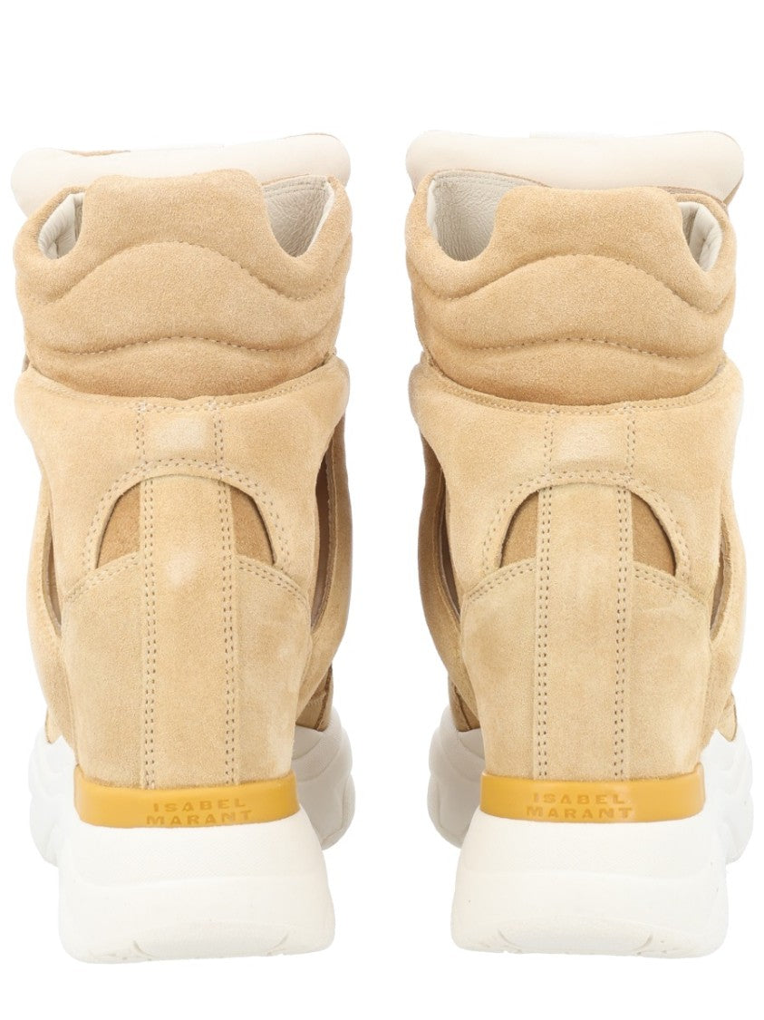 Isabel Marant Beige Balskee Triple Velcro Wedge Sneakers