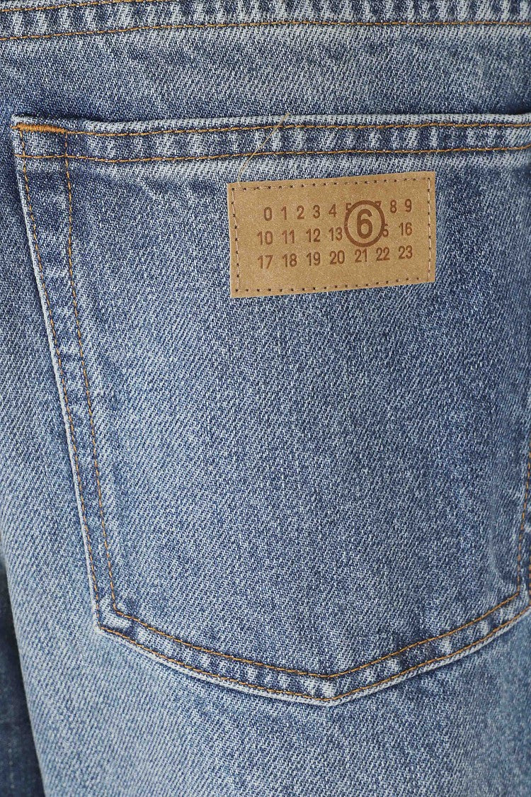 Mm6 By Maison Margiela Blue Straight-Leg Cotton 5-Pocket Jeans