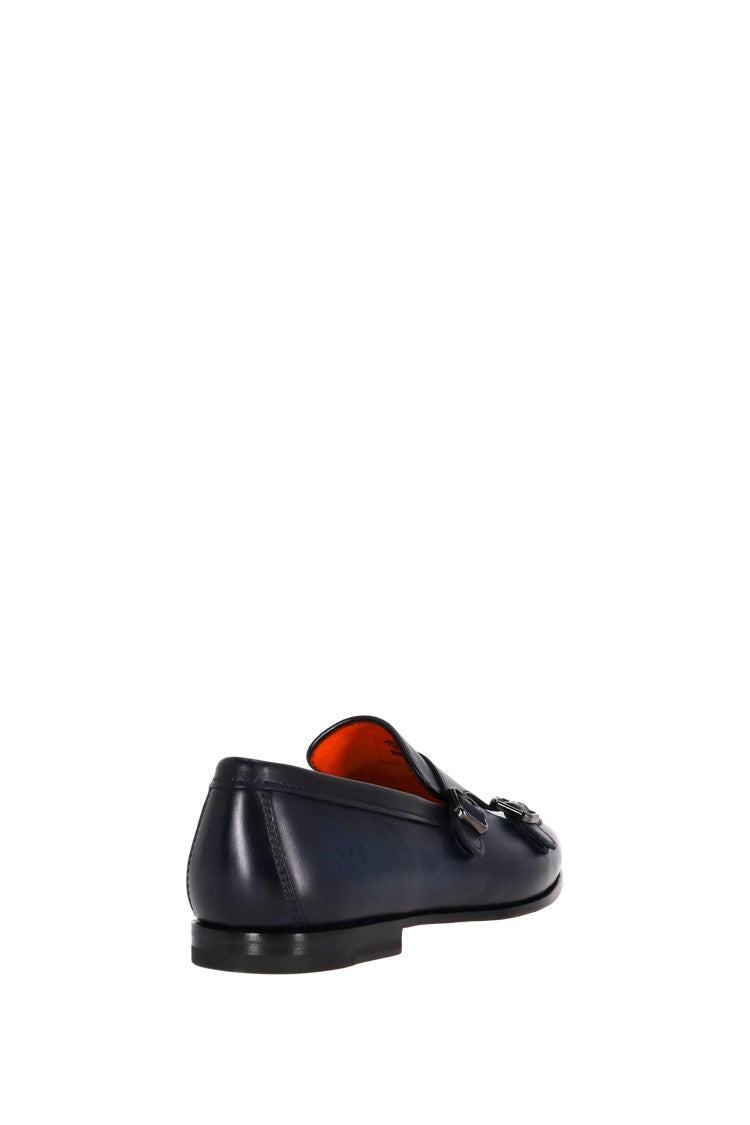 Santoni Double-Buckle Leather Shoes Goodyear Construction