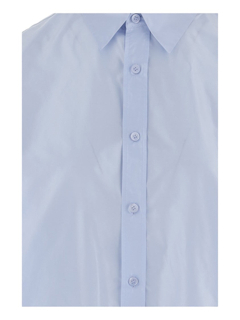 Carven Light Blue Oversized Classic-Collar Silk Shirt
