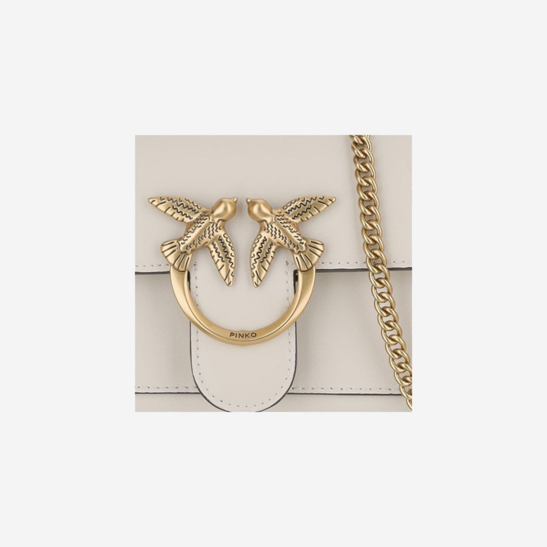Pinko Love Simply White Leather Chain Wallet