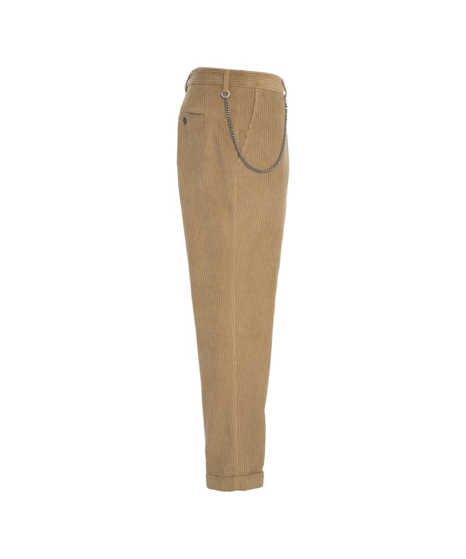 Luis Trenker Velvet Trousers With Chain Detail And Straight Cut