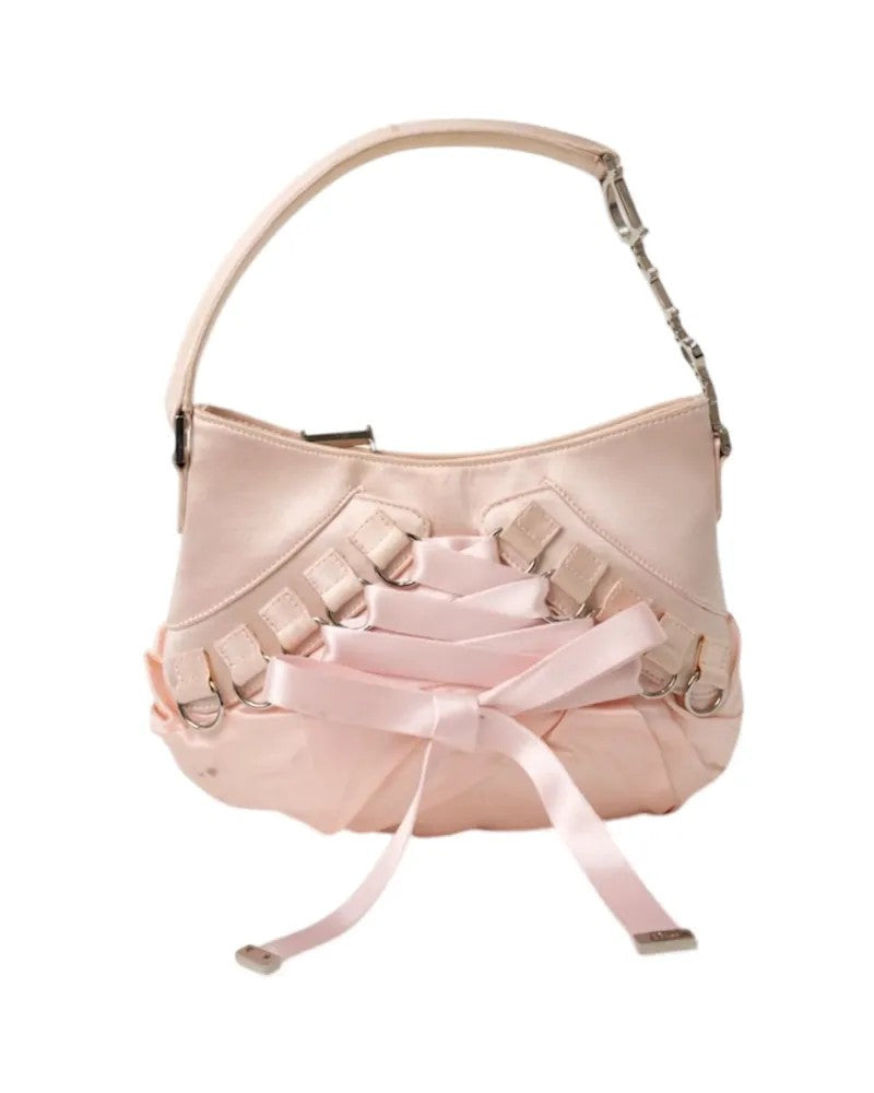 Dior Saddle Ballerina Corset Shoulder Bag In Pink Satin