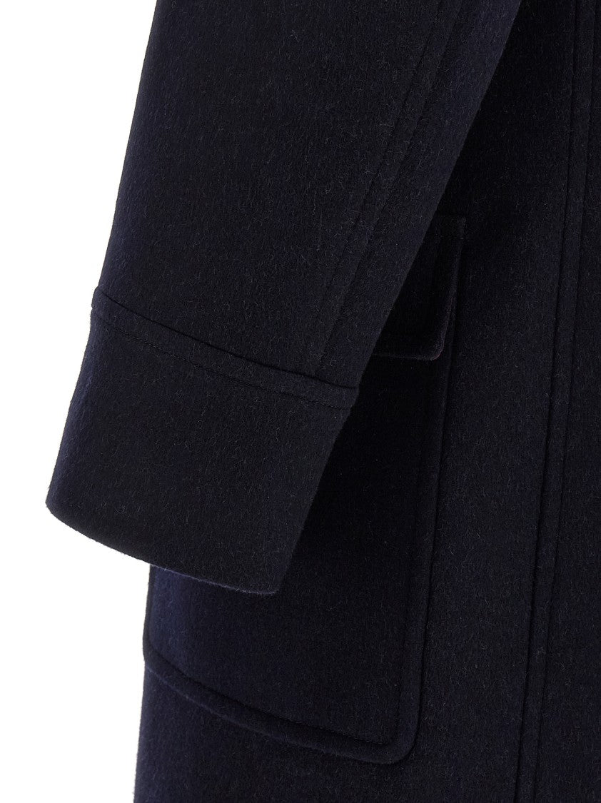 Brunello Cucinelli Double-Breasted Black Wool Coat
