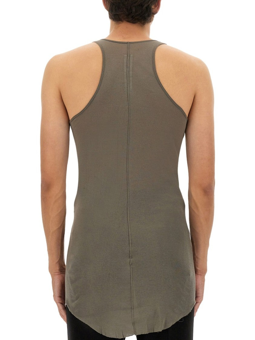 Rick Owens Fitted Racerback Cotton Top With Elongated Hem