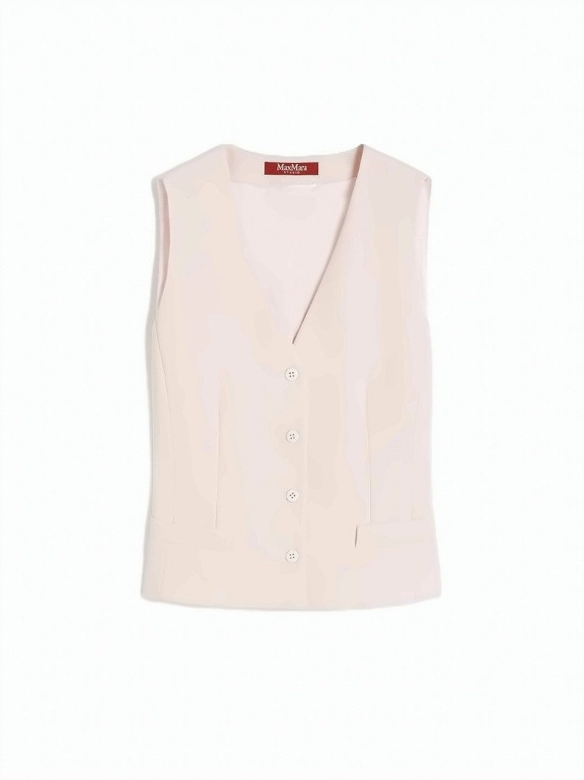 Max Mara Minimalist Tailored Vest With V-Neckline And Adjustable Detail