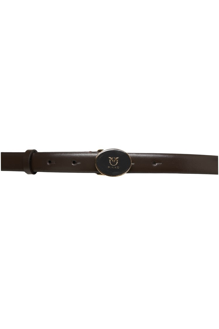 Pinko Leather Belt With Logo Buckle