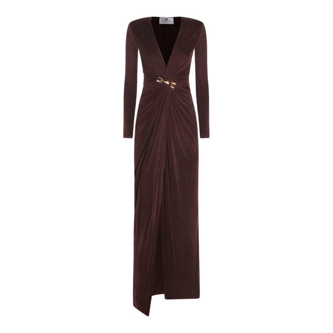Elisabetta Franchi Rich Brown Fitted Bodice Dress