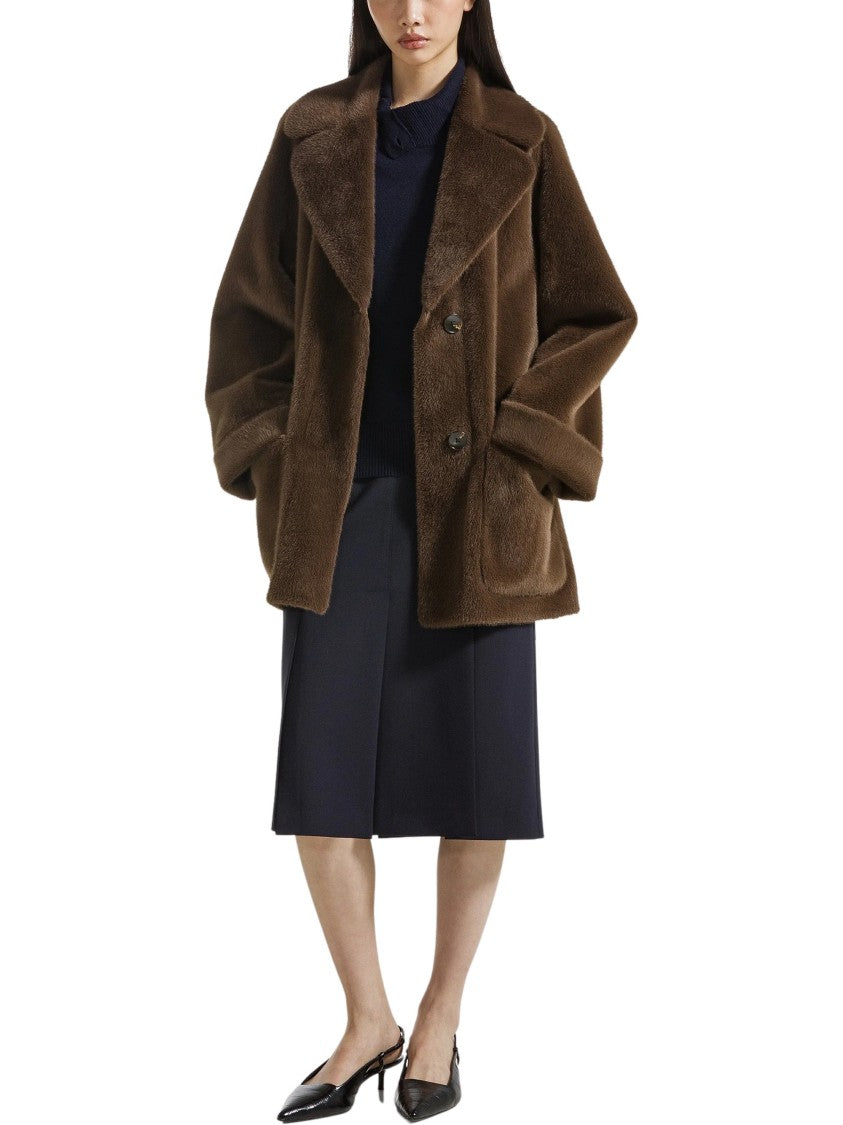 Seventy Plush Faux Fur Leather Belted Coat
