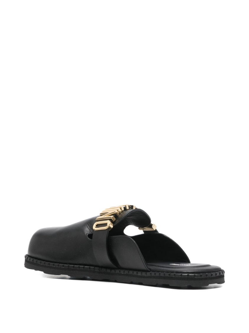 Moschino Black Silk And Nylon Strappy Sandals