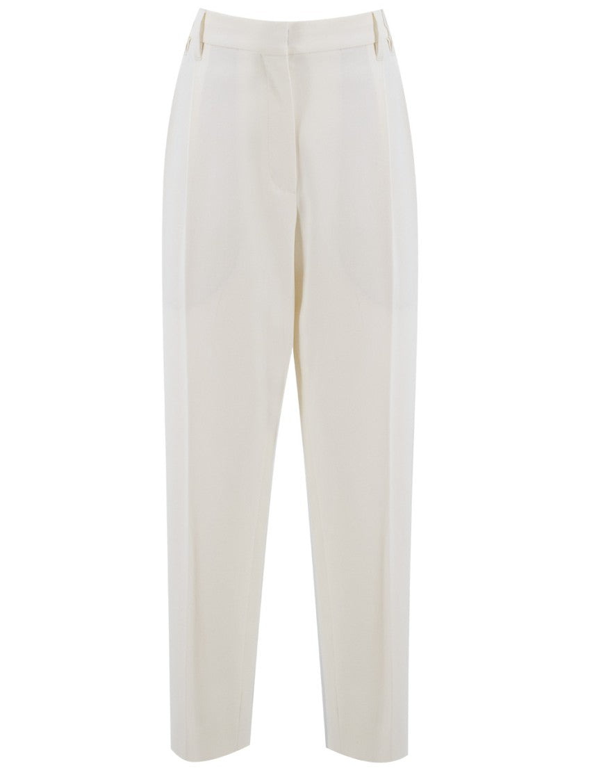 Brunello Cucinelli Tailored Off-White Trousers With Jewel Embroidery