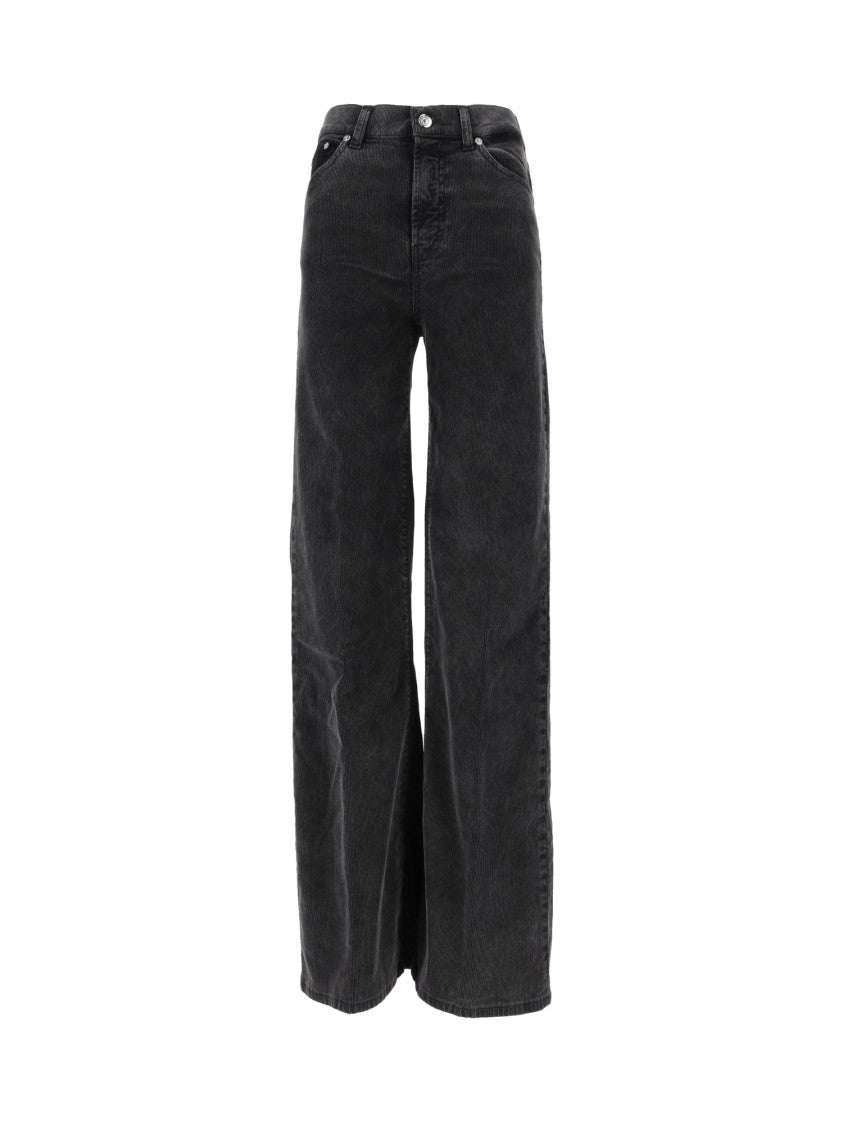 Dondup Vintage Black Amber High-Waisted Wide-Leg Pants