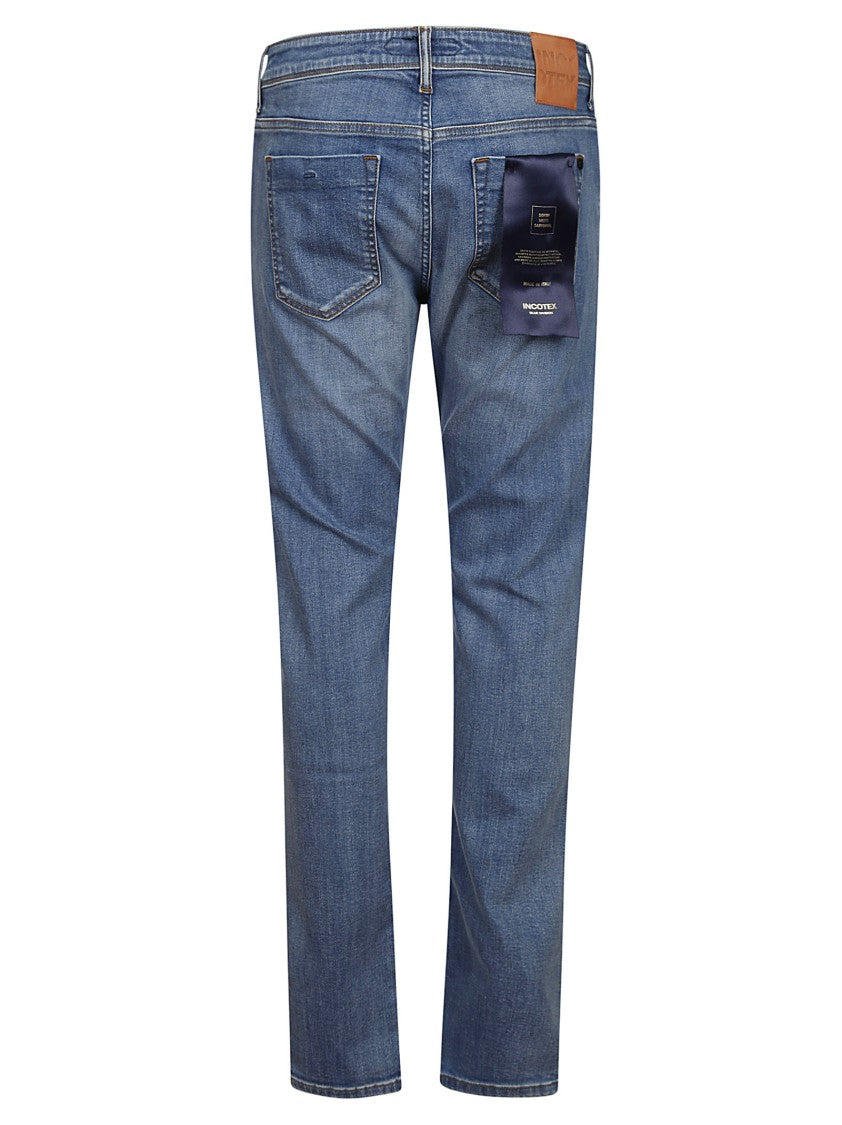 Incotex Slim-Fit Blue Cotton Jeans With Classic Design