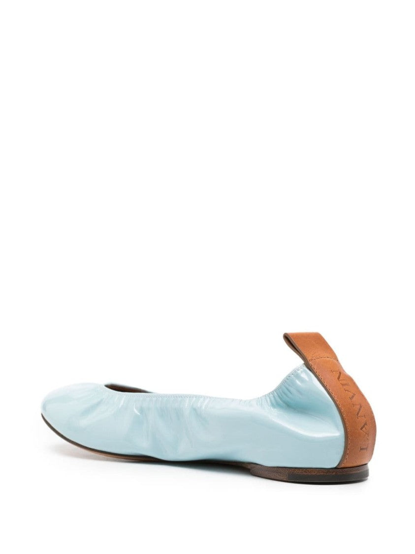 Lanvin Gathered Patent Finish Flat Shoes