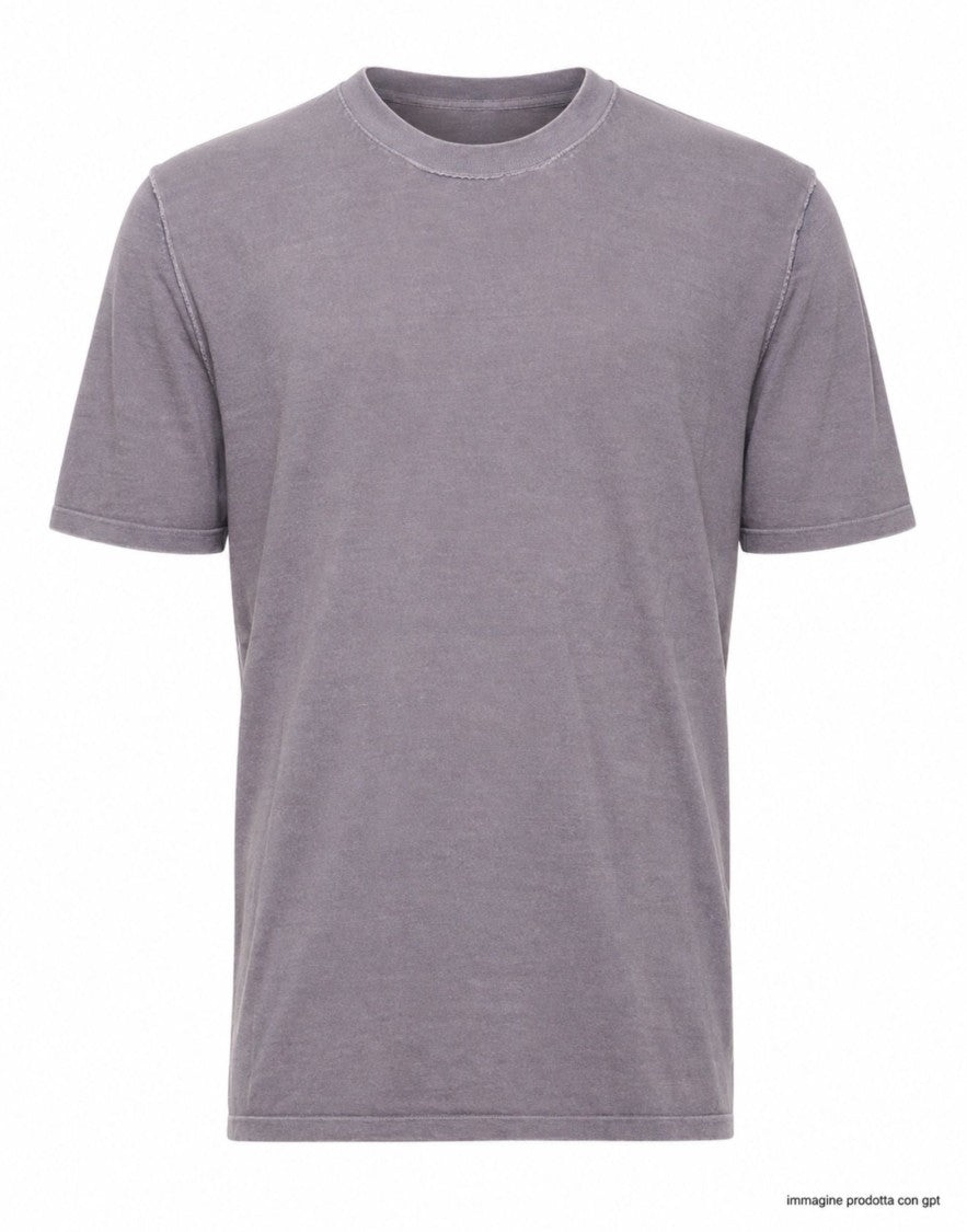 Fabrizio Del Carlo Grey Round Neck Cotton Casual T-Shirt