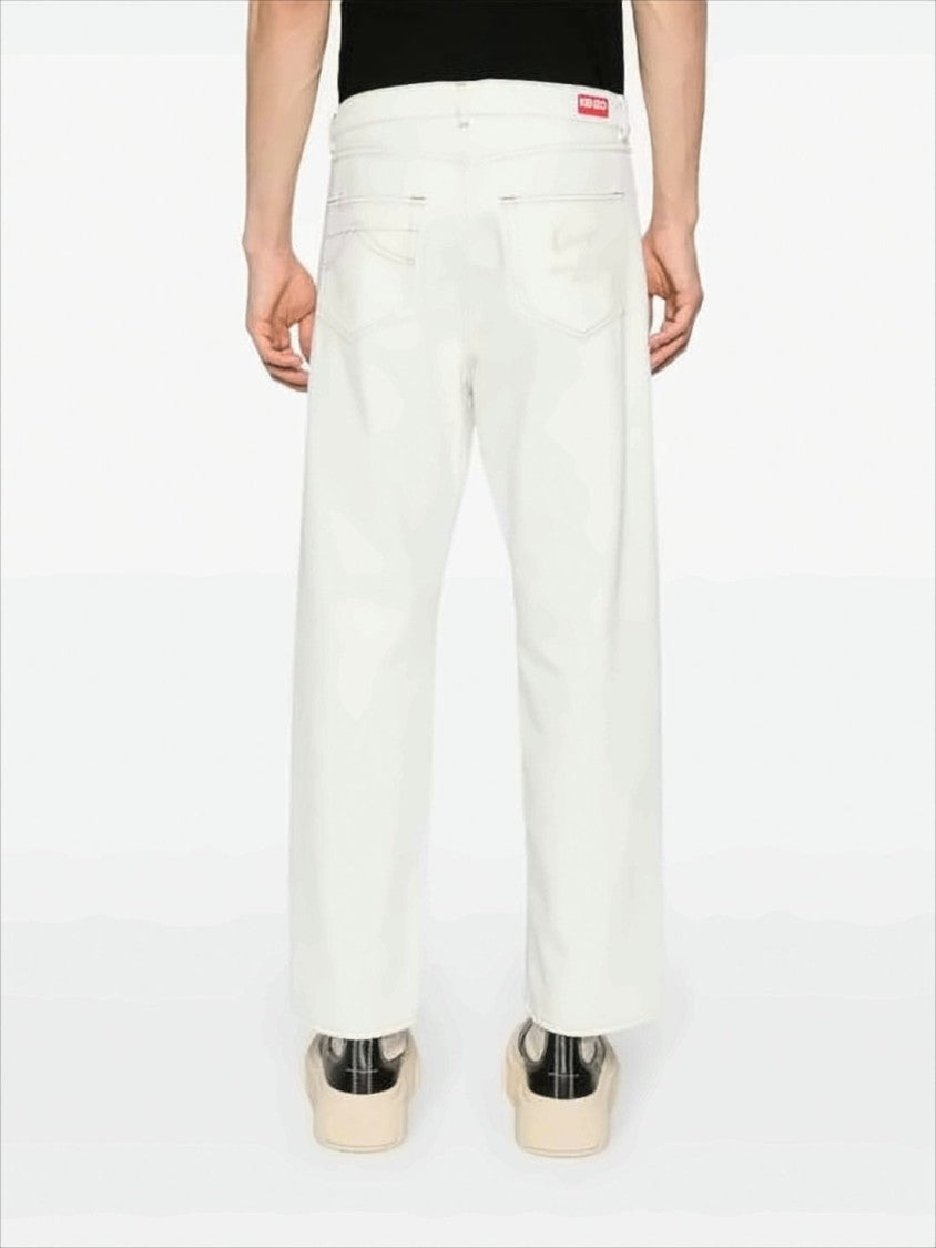 Kenzo White Straight-Leg Pants With Classic Five-Pocket Design