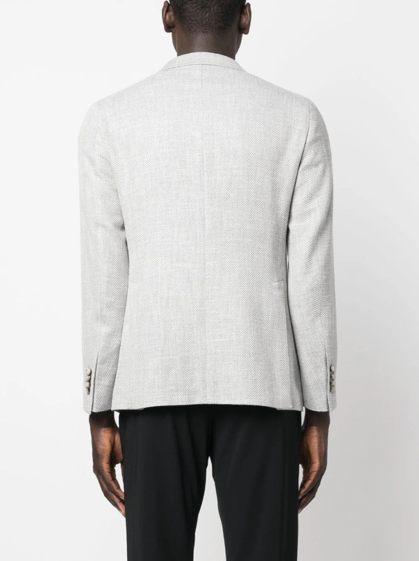 Tagliatore Herringbone Men's Jacket With Luxurious Fabric Blend And Tailored Fit