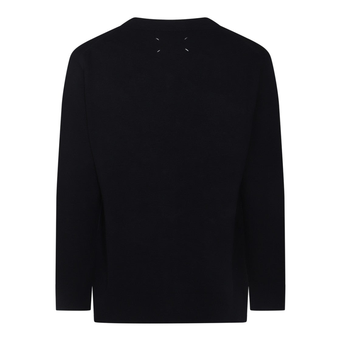 Maison Margiela Navy Blue Wool Knit Cardigan With Deep V-Neck And Button-Down Front