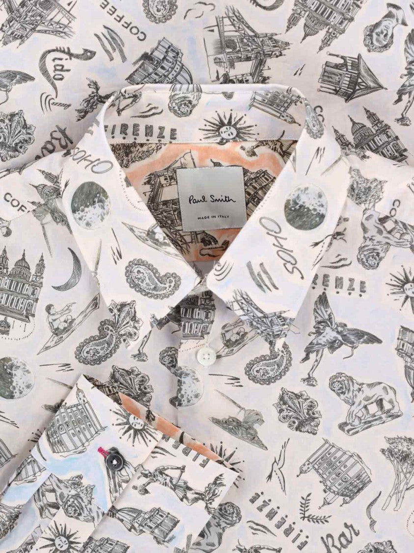 Paul Smith Souvenir' Shirt – Cream With Blue Print