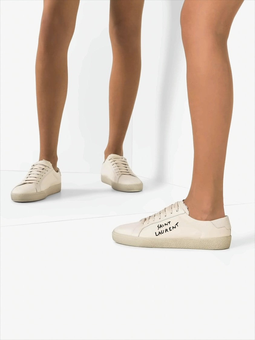 Saint Laurent Low-Top Minimalist Sneakers With Handwritten Logo