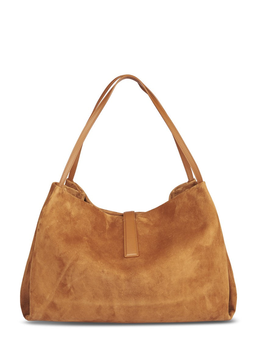 Ferragamo Medium Suede Tote With Leather Accents
