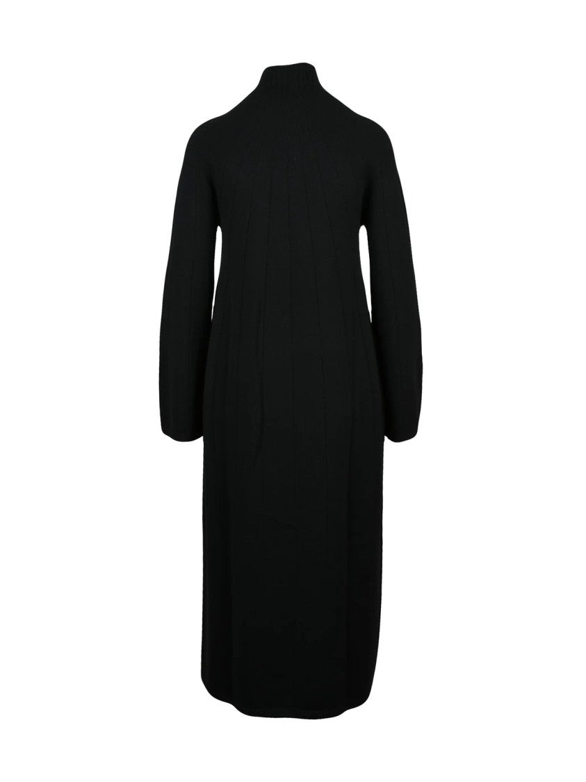 Mm By Max Mara Fluid Maxi Dress With High Neckline And Ribbed Detailing