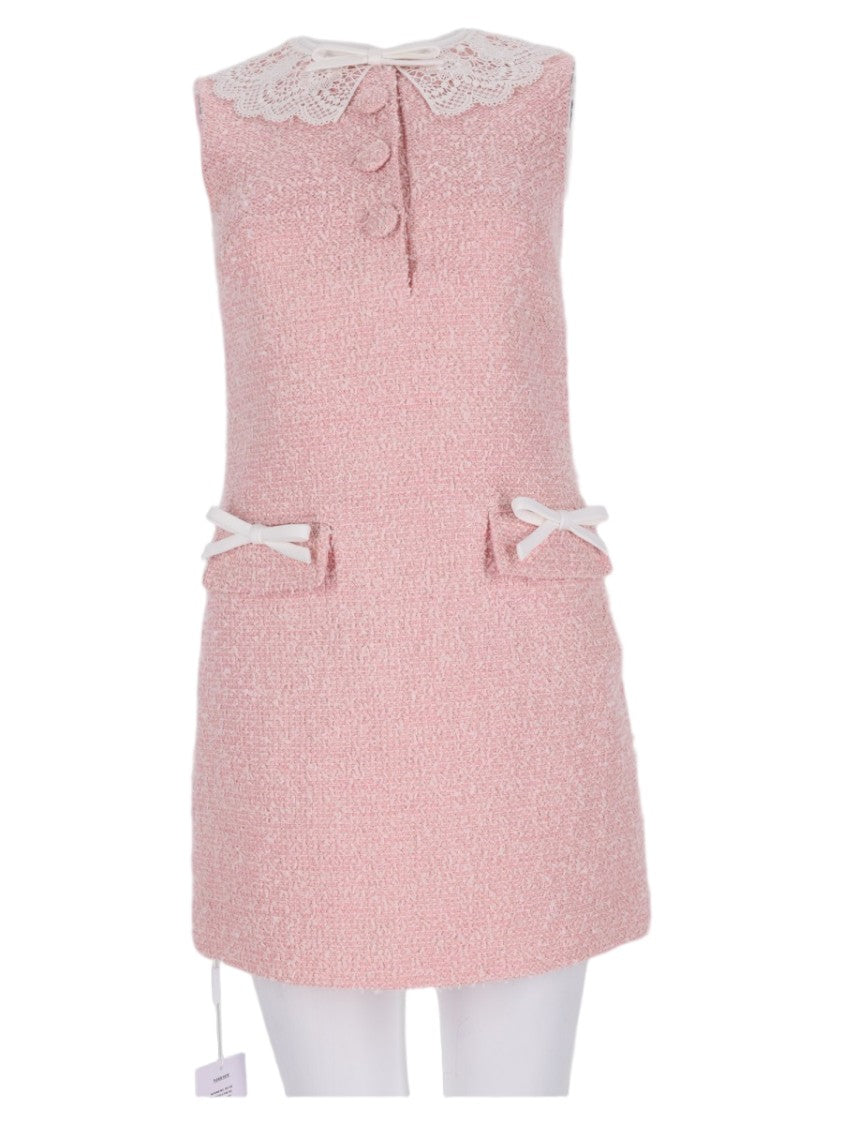 Self-Portrait Textured Mini Dress With Lace Collar And Shimmering Accents