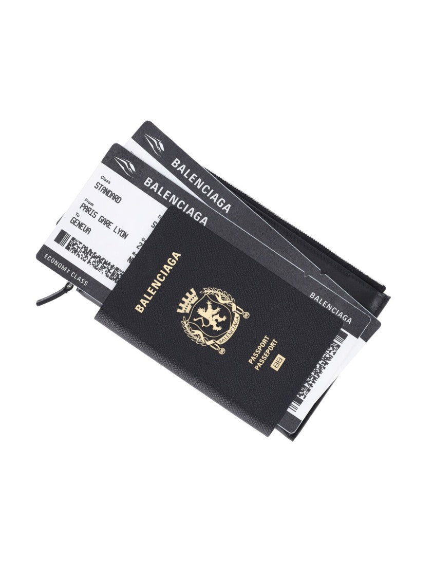 Balenciaga Black Passport Graphic Ticket Phone Holder