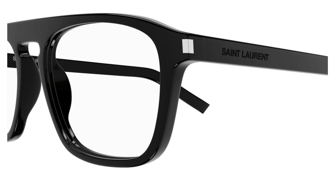 Saint Laurent Black Bold Rectangular Acetate Eyeglasses