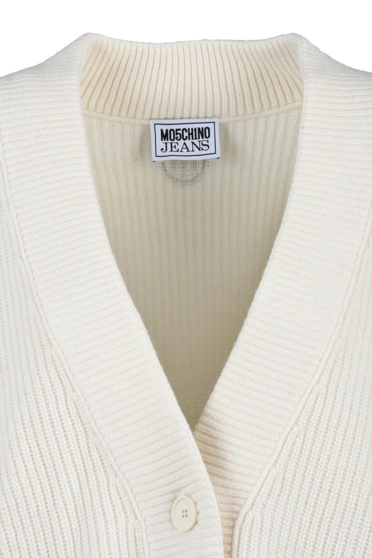 Mo5ch1no Jeans Long Oversized Cardigan - White