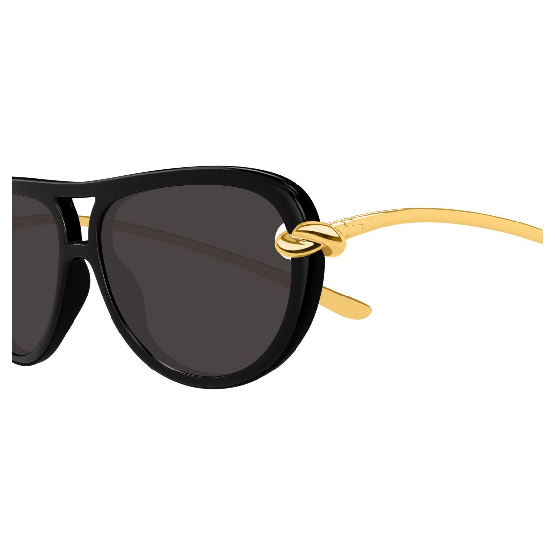 Bottega Veneta Bold Black Frame Sunglasses With Gold-Toned Knot Detail