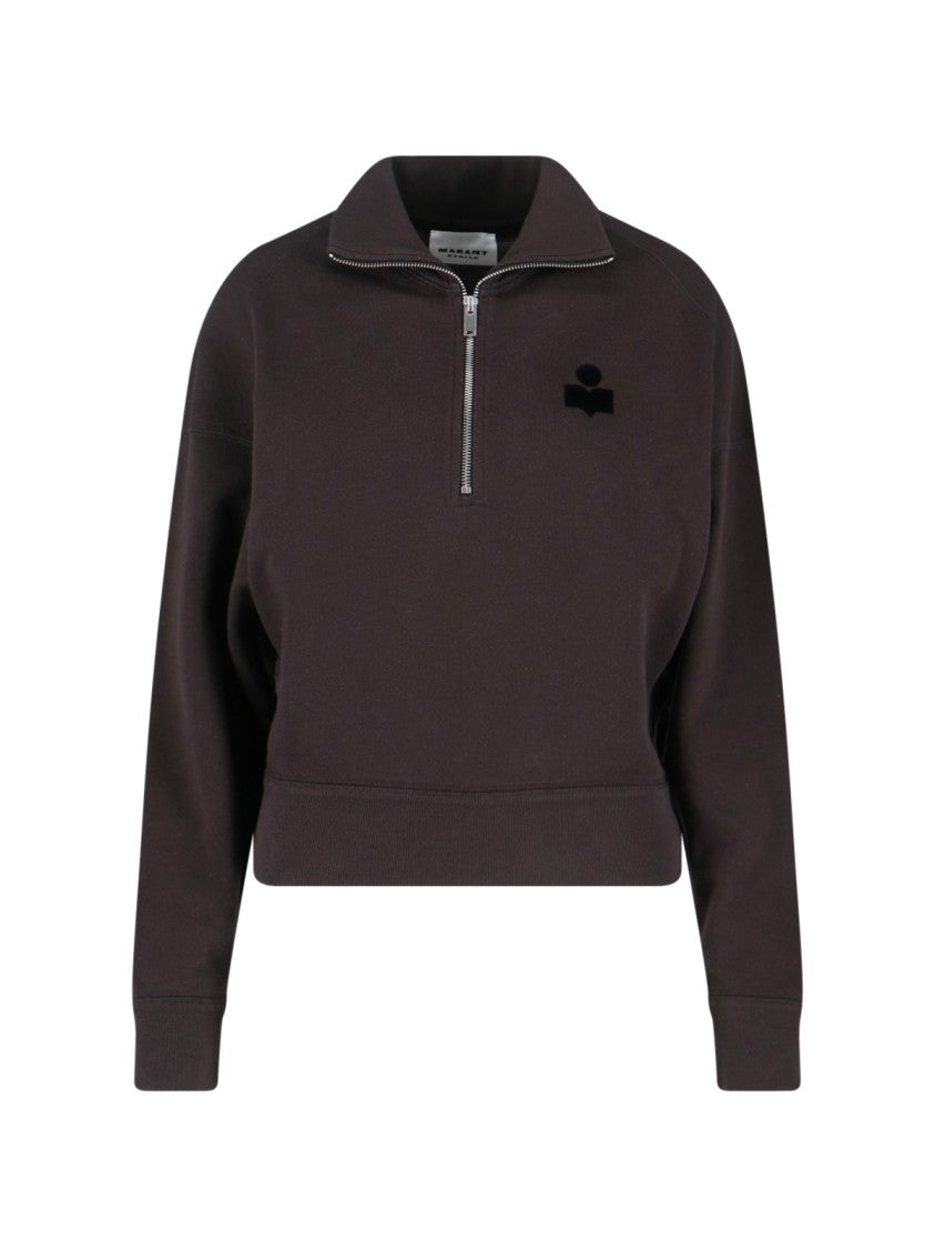 Isabel Marant Étoile Black Ross Half-Zip Cropped Sweater