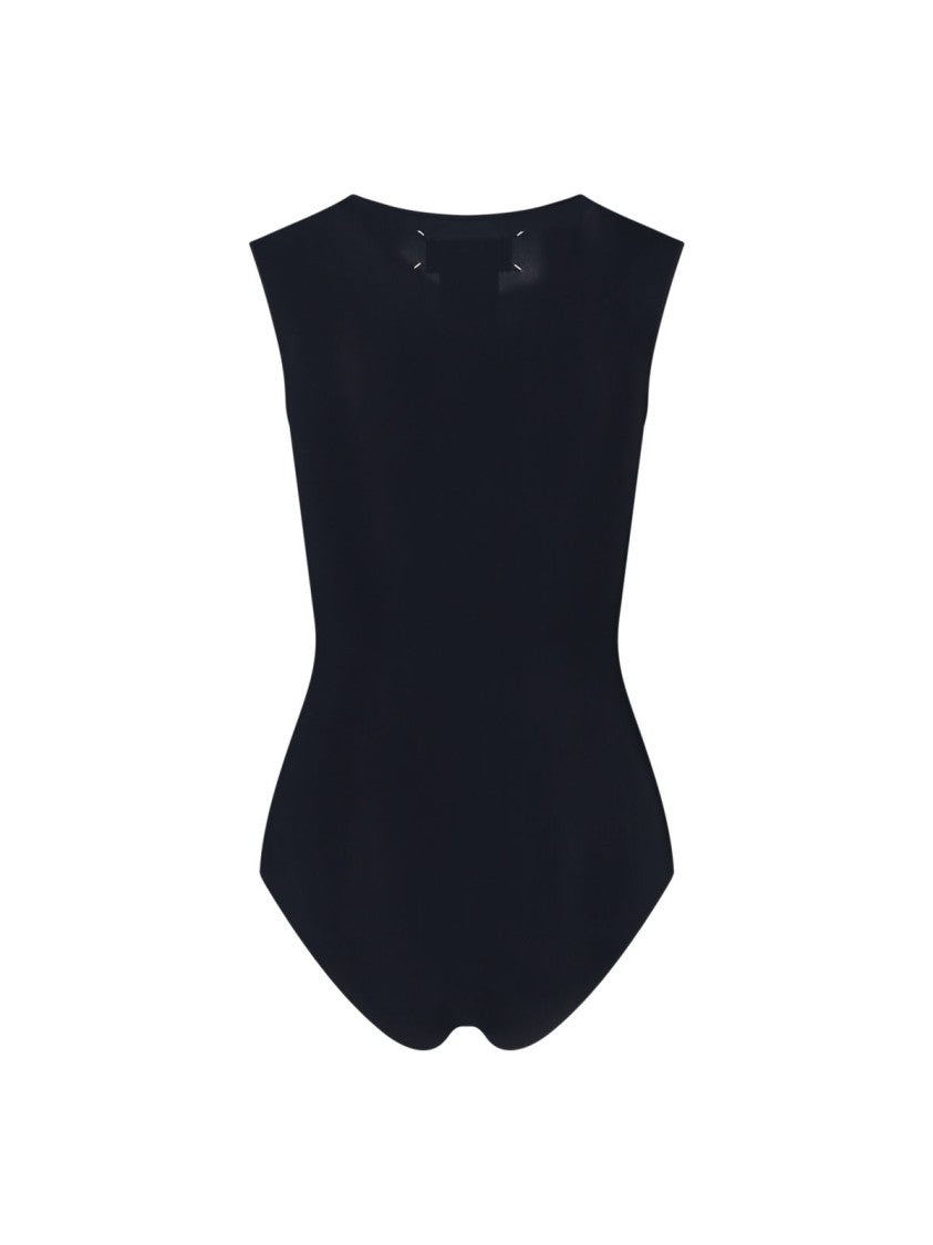 Maison Margiela High Neck Bodysuit With Minimalist Design And Unique Back Detail